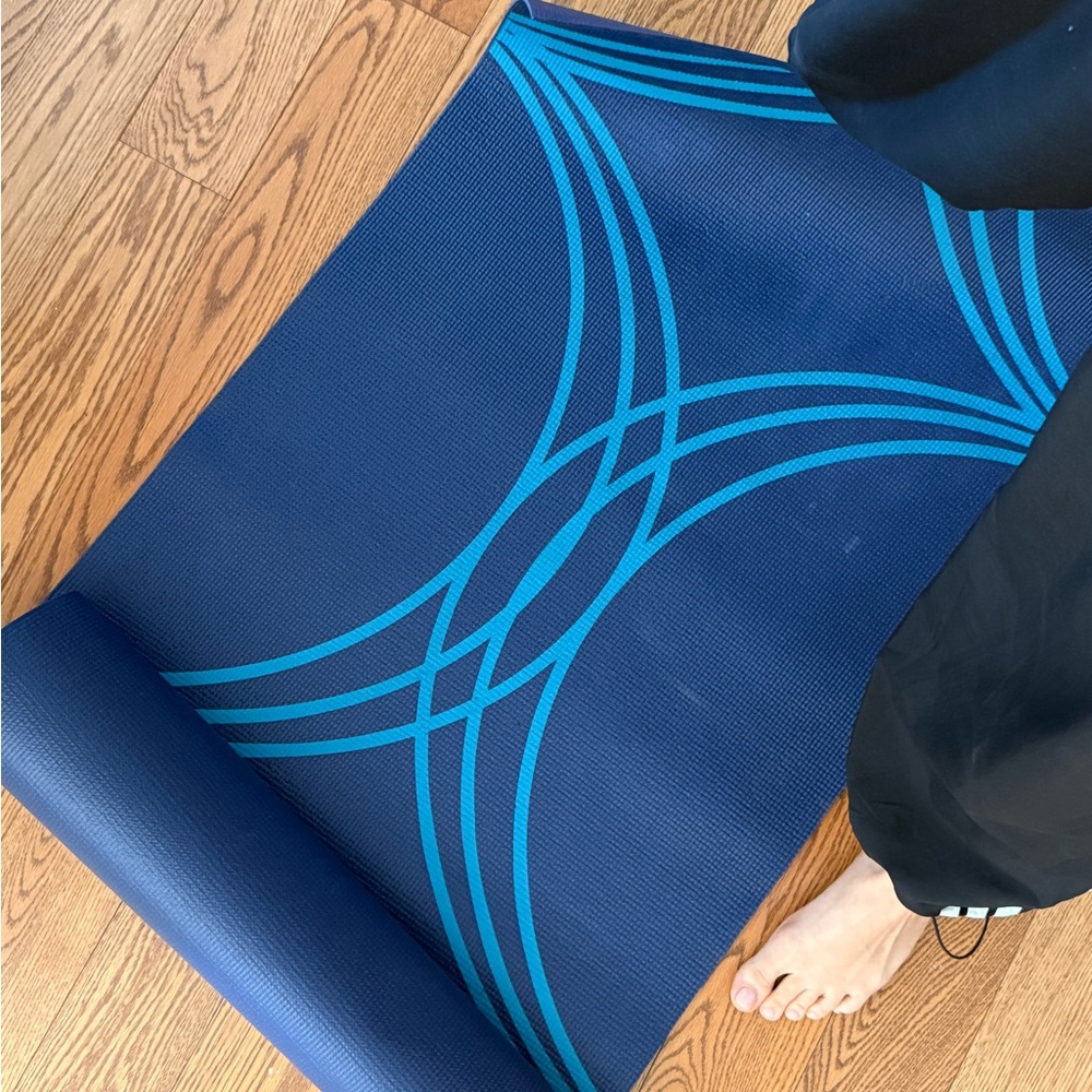 Blue Yoga Mat with Geometric Design